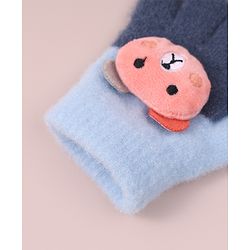 Babyhug Woollen Gloves with Bear Applique - Blue