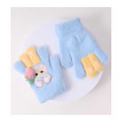 Babyhug Woollen Gloves with Bunny Print - Blue