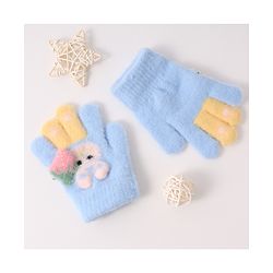 Babyhug Woollen Gloves with Bunny Print - Blue