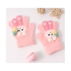 Babyhug Woollen Gloves with Bunny Print - Blue