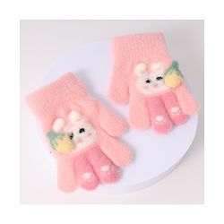 Babyhug Woollen Gloves with Bunny Print - Blue