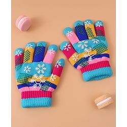 Babyhug Woollen Gloves with Snow Print - Multicolor