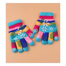 Babyhug Woollen Gloves with Snow Print - Multicolor