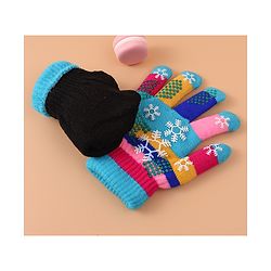 Babyhug Woollen Gloves with Snow Print - Multicolor