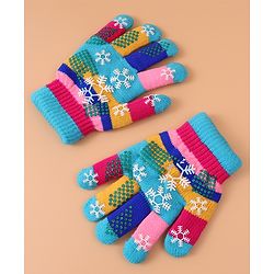 Babyhug Woollen Gloves with Snow Print - Multicolor