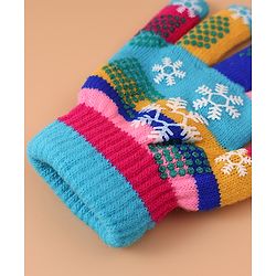 Babyhug Woollen Gloves with Snow Print - Multicolor