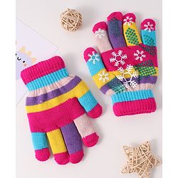 Babyhug Woollen Gloves with Snow Print - Multicolor