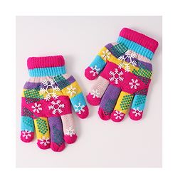 Babyhug Woollen Gloves with Snow Print - Multicolor