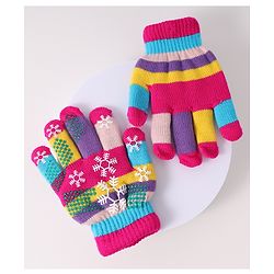 Babyhug Woollen Gloves with Snow Print - Multicolor