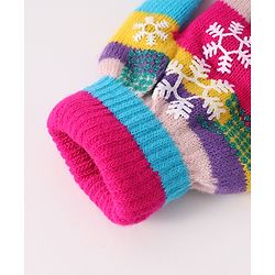 Babyhug Woollen Gloves with Snow Print - Multicolor