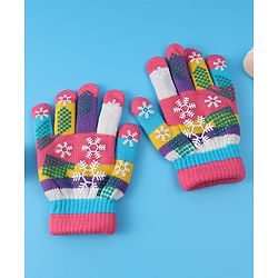 Babyhug Woollen Gloves with Snow Print - Multicolor