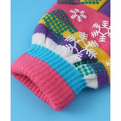 Babyhug Woollen Gloves with Snow Print - Multicolor