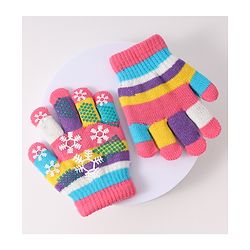Babyhug Woollen Gloves with Snow Print - Multicolor