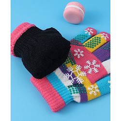 Babyhug Woollen Gloves with Snow Print - Multicolor