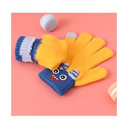 Babyhug Woollen Gloves with Cartoon Print - Yellow
