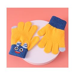 Babyhug Woollen Gloves with Cartoon Print - Yellow