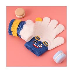 Babyhug Woollen Gloves with Cartoon Print - White