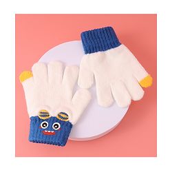 Babyhug Woollen Gloves with Cartoon Print - White
