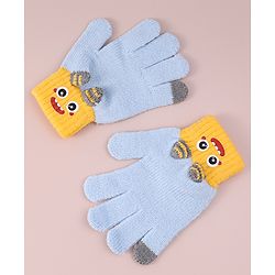 Babyhug Woollen Gloves with Cartoon Print - Yellow