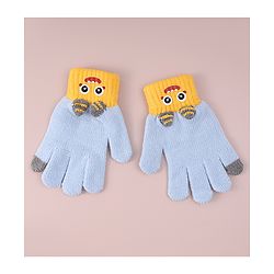 Babyhug Woollen Gloves with Cartoon Print - Yellow