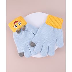 Babyhug Woollen Gloves with Cartoon Print - Yellow