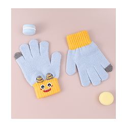 Babyhug Woollen Gloves with Cartoon Print - Yellow