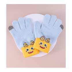 Babyhug Woollen Gloves with Cartoon Print - Yellow