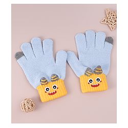 Babyhug Woollen Gloves with Cartoon Print - Yellow