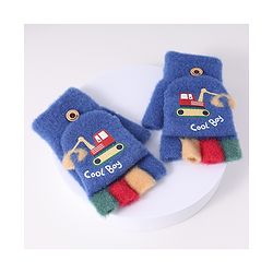 Babyhug Woollen Gloves with Vehicle Print - Navy Blue