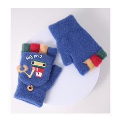 Babyhug Woollen Gloves with Vehicle Print - Navy Blue