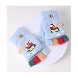 Babyhug Woollen Gloves with Vehicle Print - Navy Blue