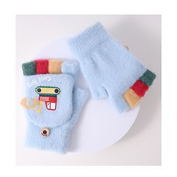 Babyhug Woollen Gloves with Vehicle Print - Navy Blue