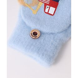 Babyhug Woollen Gloves with Vehicle Print - Navy Blue
