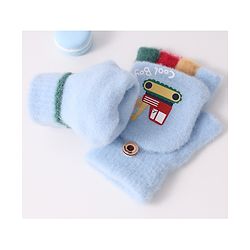 Babyhug Woollen Gloves with Vehicle Print - Navy Blue