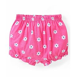 Babyhug 100% Cotton Knit Bloomers with Floral & Strawberry Print Pack of 3 - Multicolour
