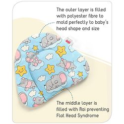 Babyhug Cloud Shaped Head Shaping Rai ( Mustard Seed ) Pillow Cloud Print- Pink