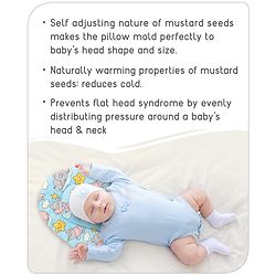 Babyhug Cloud Shaped Head Shaping Rai ( Mustard Seed ) Pillow Cloud Print- Pink