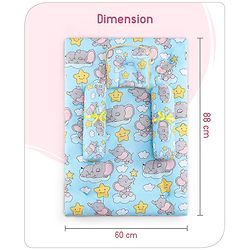 Babyhug Cotton Elephant Print Bedding Set Pack of 4 - Blue