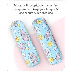 Babyhug Cotton Elephant Print Bedding Set Pack of 4 - Blue