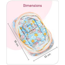 Babyhug Cotton Mattress Set with Mosquito Net Fox Print- Pista Green