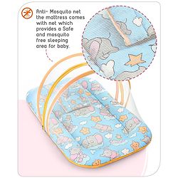 Babyhug Cotton Mattress Set with Mosquito Net Fox Print- Pista Green