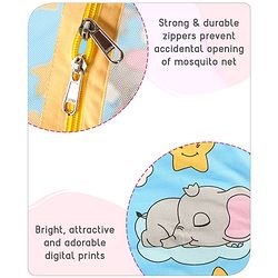 Babyhug Cotton Mattress Set with Mosquito Net Fox Print- Pista Green