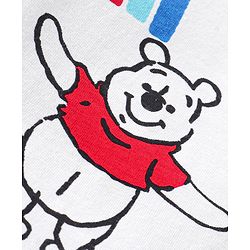 Babyhug Disney Cotton Woven Half Sleeves T-Shirt & Denim Shorts Set With Suspender Winnie The Pooh Print  White & Blue