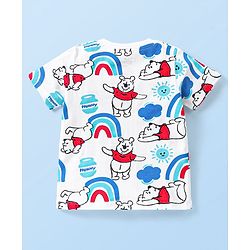 Babyhug Disney Cotton Woven Half Sleeves T-Shirt & Denim Shorts Set With Suspender Winnie The Pooh Print  White & Blue