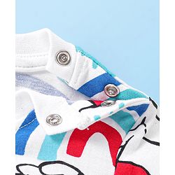 Babyhug Disney Cotton Woven Half Sleeves T-Shirt & Denim Shorts Set With Suspender Winnie The Pooh Print  White & Blue
