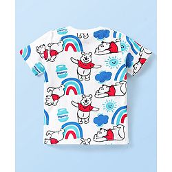 Babyhug Disney Cotton Woven Half Sleeves T-Shirt & Denim Shorts Set With Suspender Winnie The Pooh Print  White & Blue