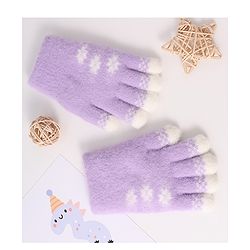 Babyhug Woollen Gloves with Floral Design - Lavender