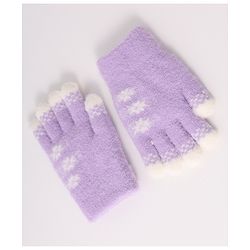 Babyhug Woollen Gloves with Floral Design - Lavender