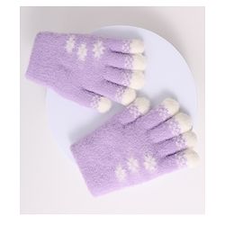 Babyhug Woollen Gloves with Floral Design - Lavender