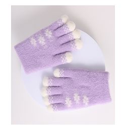 Babyhug Woollen Gloves with Floral Design - Lavender